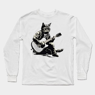 Cat playing guitar Long Sleeve T-Shirt